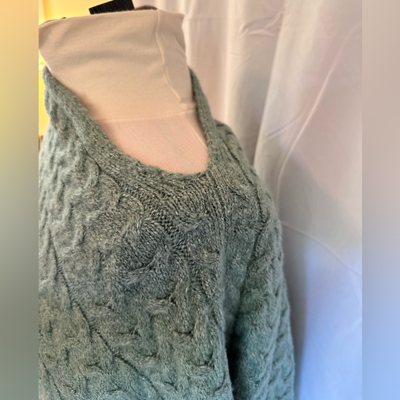 J. Jill cable knit poncho One Size Green - Picture 7 of 7